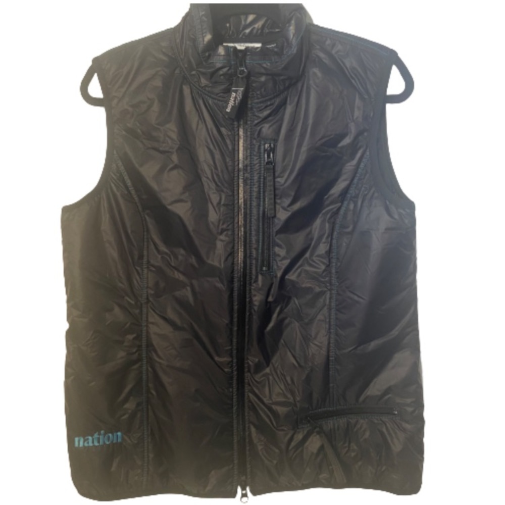 Nation U.S.A Puffer Vest Black Thinsulate Packable Hiking Nylon Sz Med